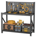 47-Inch Black Metal Workbench with Pegboard, Two Adjustable Shelves and 47.2 x 47.09 x 19-Inch Frame — image 1