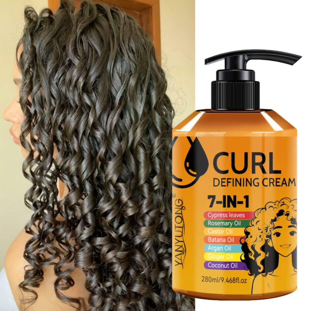 7-in-1 Moisturizing Curl Cream Anti-Frizz Flexible Hold Styling Cream for Wavy Curly Coily Hair – Non-Sticky Elasticity Curl 