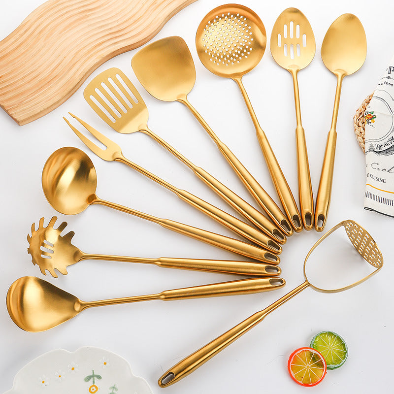 304 Gold-Plated Spatula And Strainer Set, 12-Piece Set