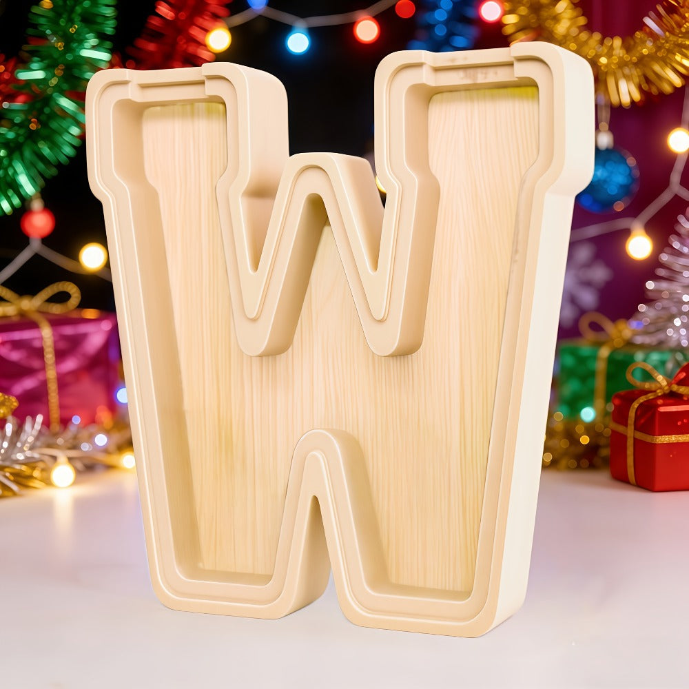 Alphabet Letter Piggy Bank A-Z Wooden Coin Bank Large Capacity Transparent – Personalized Savings Box for Kids | Back to Scho