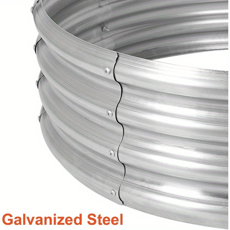 Fire Pit Ring in Galvanized Steel, Silver Wood-Burning Firepit Liner for Backyard Gatherings and Outdoor Camping — image 11