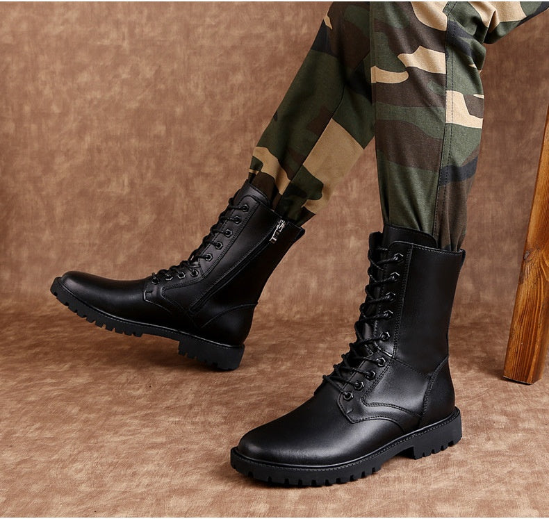 Men's Zipper High Top British Soft Sole Leather Martin Boots