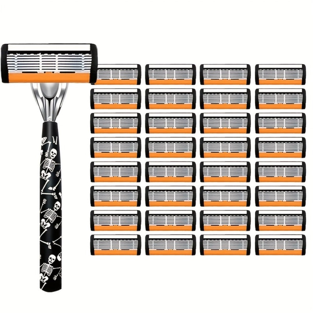 Safety Razor for Men 7-Layer Progressive Blades – Non-Slip Stainless Steel Handle Classic Double Edge Razor for Beard & Musta