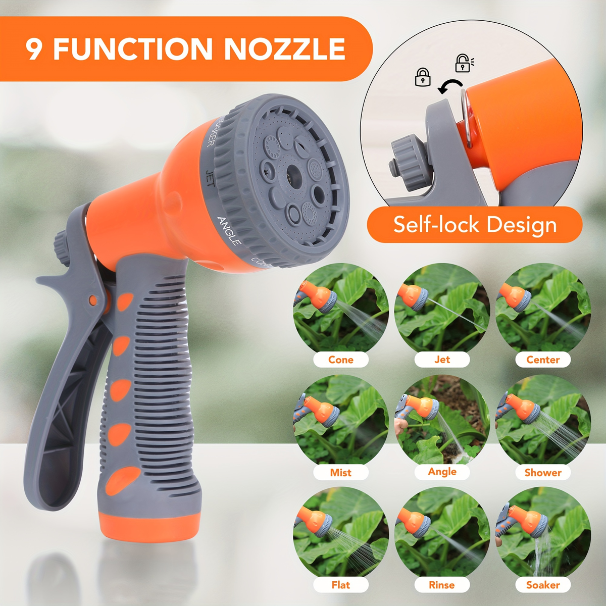 65ft Automatic Garden Hose Reel with 9-Function Sprayer | 180° Swivel, Auto-Rewind & Slow Return System — image 5