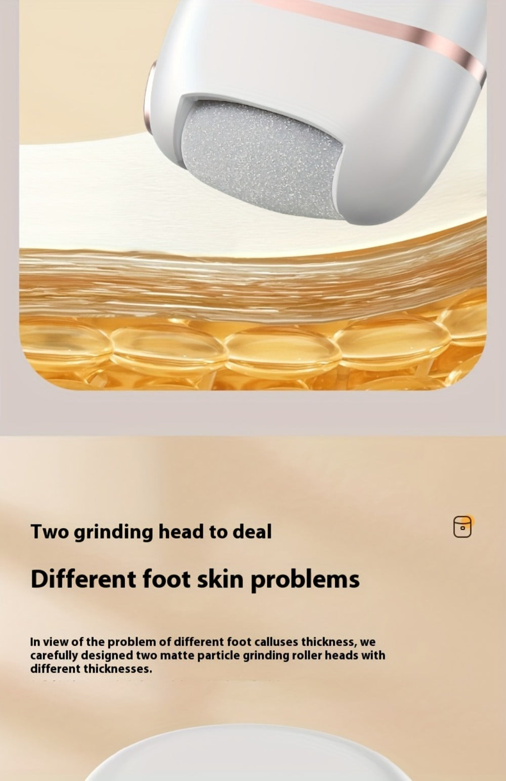 Rechargeable Electric Foot File with Two or Three Roller Heads in White Standard or Pink Upgraded Checkout — image 14