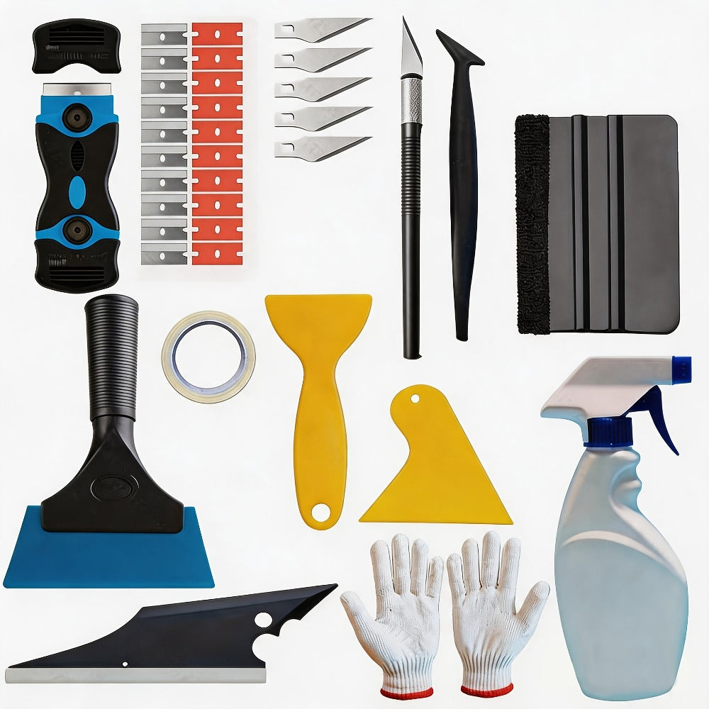 Window Tint Tool Kit 36PCS Felt Squeegee Scraper Set for Car Vinyl Wrap Film Installation DIY Beginner Window Tinting Tools C