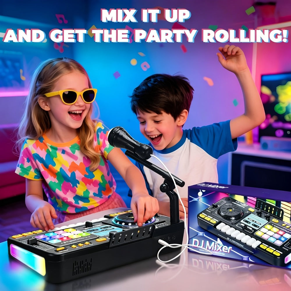 Kids DJ Mixer Toy Set with LED Lights, Microphone & Piano Keys, 100+ Sound Effects, Disco Mode, Rechargeable — image 8