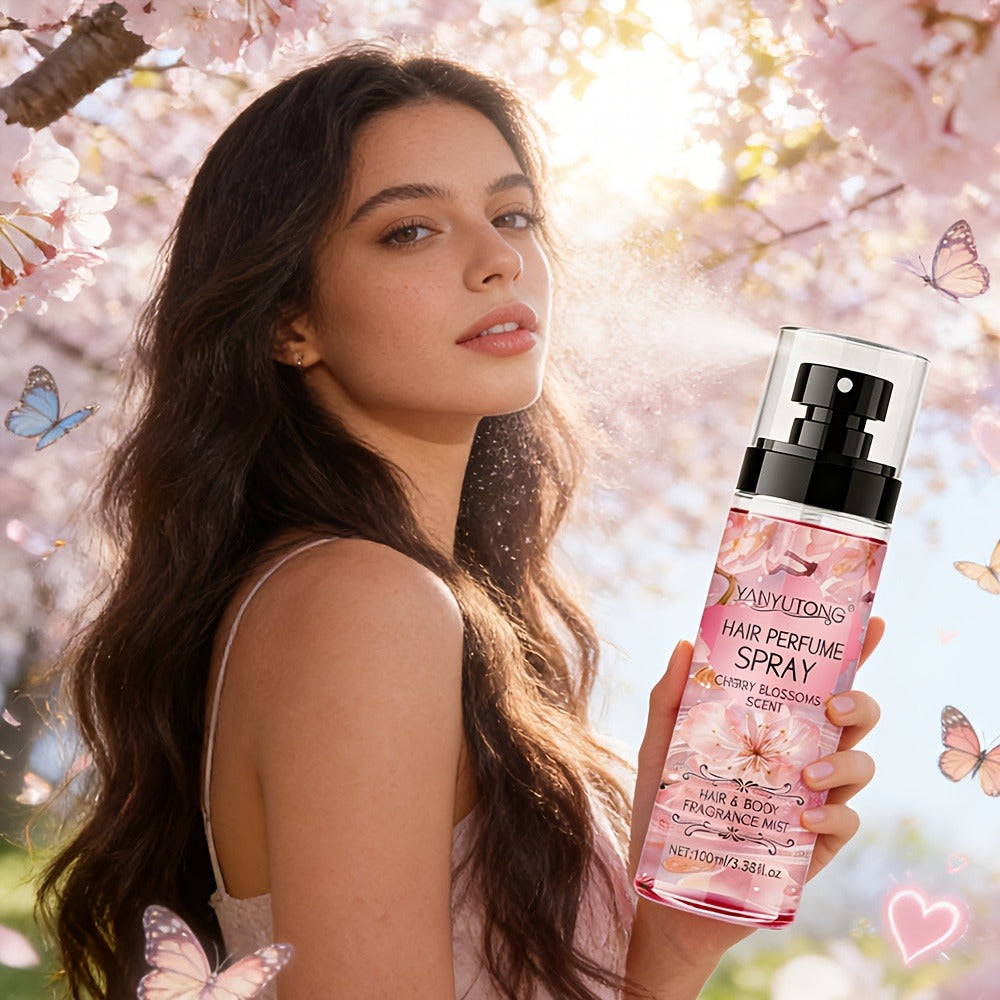 Hair Perfume Mist Cherry Blossom Scent 100ml - Fragrance Non-Greasy No-Wash Aromatic Hair for Bath Time, Home Spa and Persona