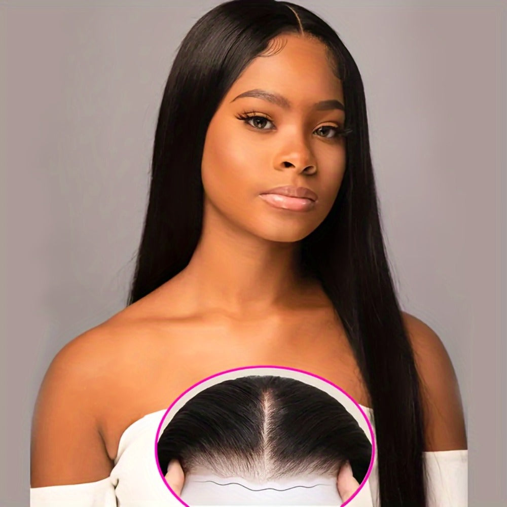 Put On and Go Wig 6x4.5 HD Lace Human Hair Straight 250% Density Glueless Pre-Plucked Pre-Cut Pre-Bleached Knots Long Straigh