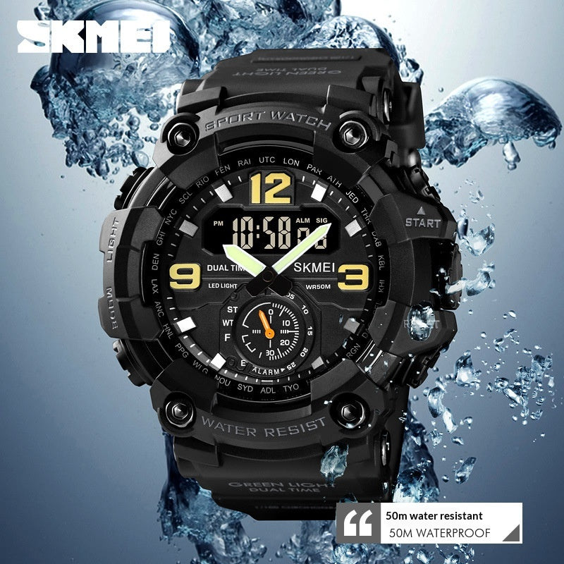 Outdoor Shockproof Plastic Men's Watch With Large Dial, Sports Digital Display, And Synchronized Electronic Watch