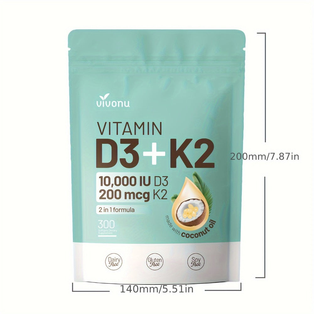 Vitamin D3 K2 Softgels with Coconut Oil, 2-in-1 Premium Bone, Heart & Immune Support Formula for Women & Men — image 7