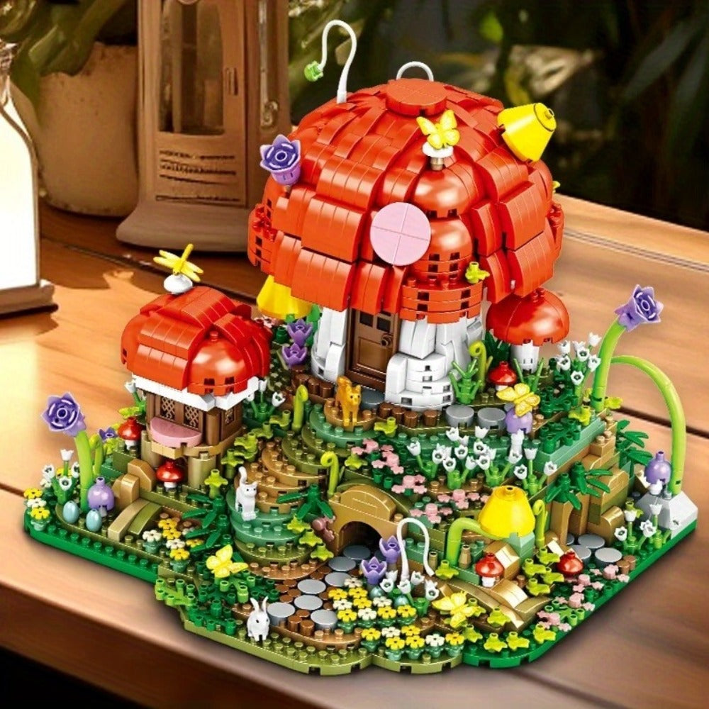 Fairy Mushroom House Building Blocks Set 2000+ Pcs – Mythical Fantasy Miniature Architecture Model 663 Desktop Decoration Dis