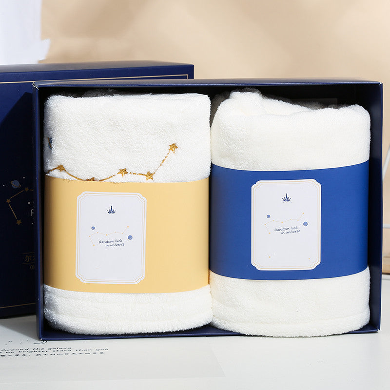 Star Embroidered Towel & Hair Drying Cap Gift Set