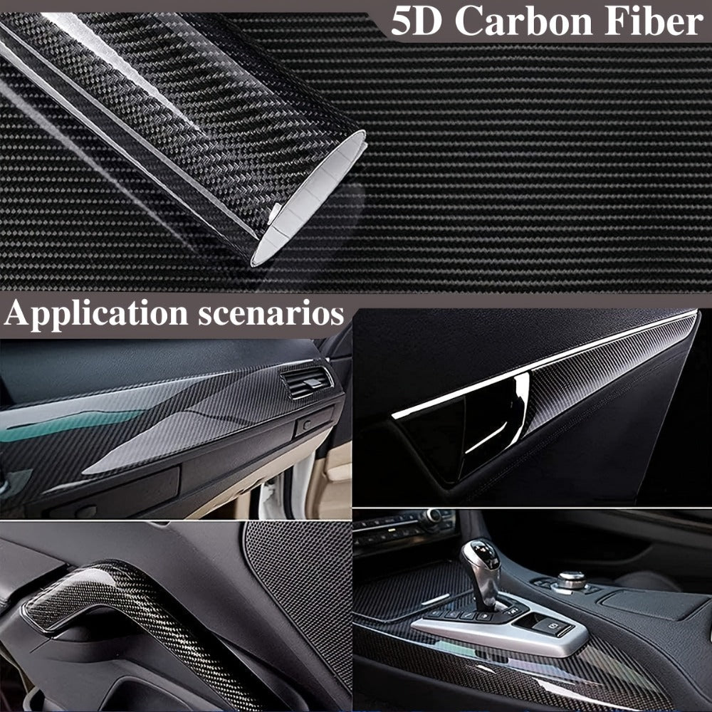5D Carbon Fiber Vinyl Wrap 50cm x 300cm – Self-Adhesive Car Interior Decor Film, UV Protection, Scratch-Resistant, Dashboard 