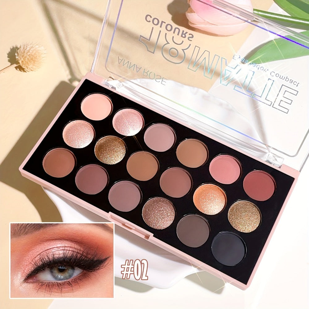 Eyeshadow Palette ANNA ROSE 18-Shade Compact with Pink-Brown Color Themes and Matte-Shimmer Finish Mix — image 13