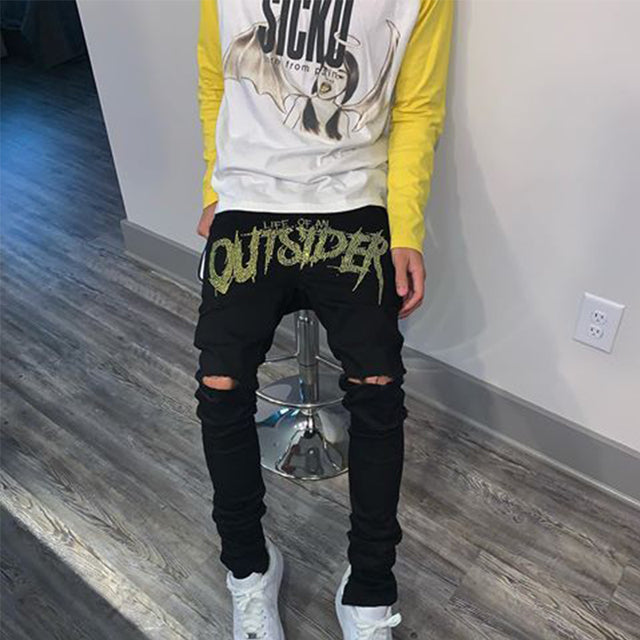 Men Black Fashion Ripped Jeans