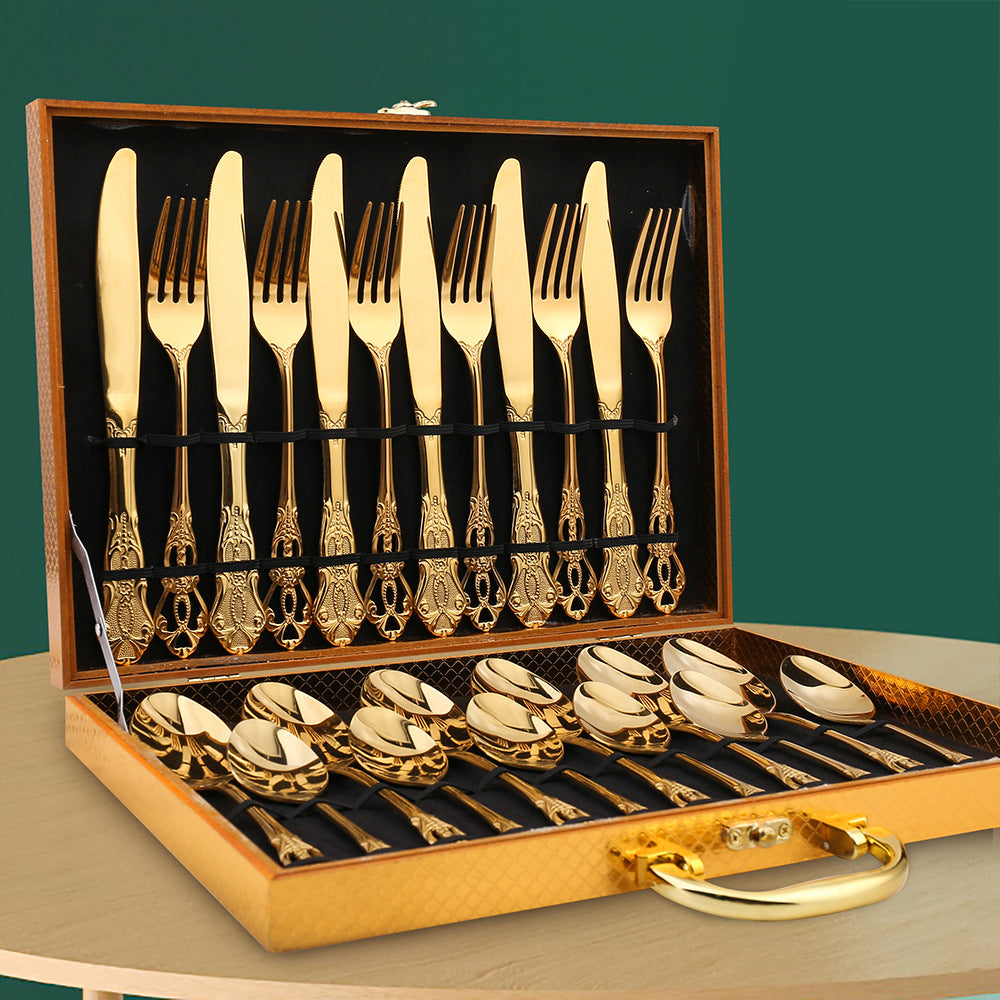 European Pattern Stainless Steel Empaistic Tableware Set