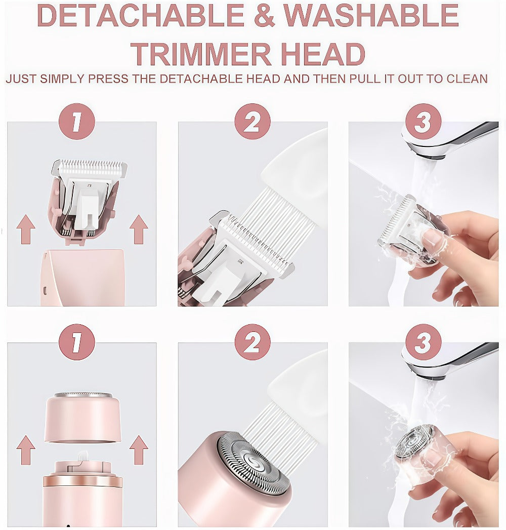 Bikini Trimmer for Women 2-in-1 Dual Head IPX7 Waterproof Electric Shaver Body Hair Trimmer Facial Hair Remover Bikini Undera