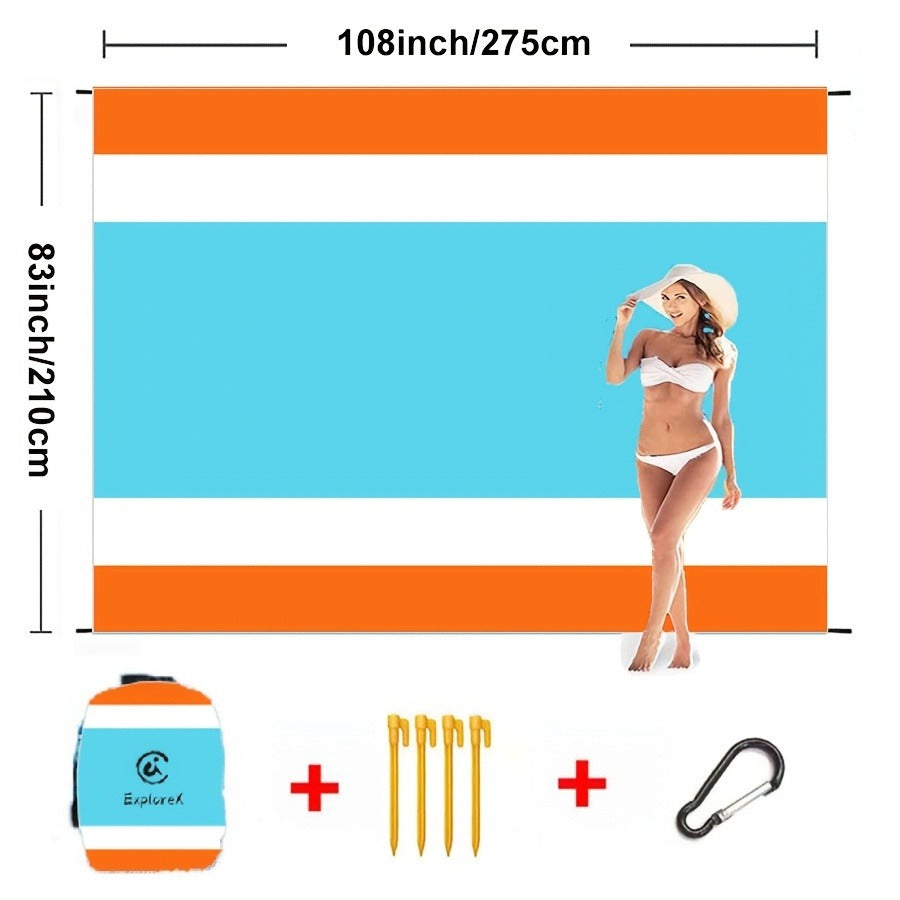 Printed Beach Mat with 19 Exact Size-and-Pattern Options, 198 x 205cm to 275 x 305cm with Stakes and Pouch — image 33