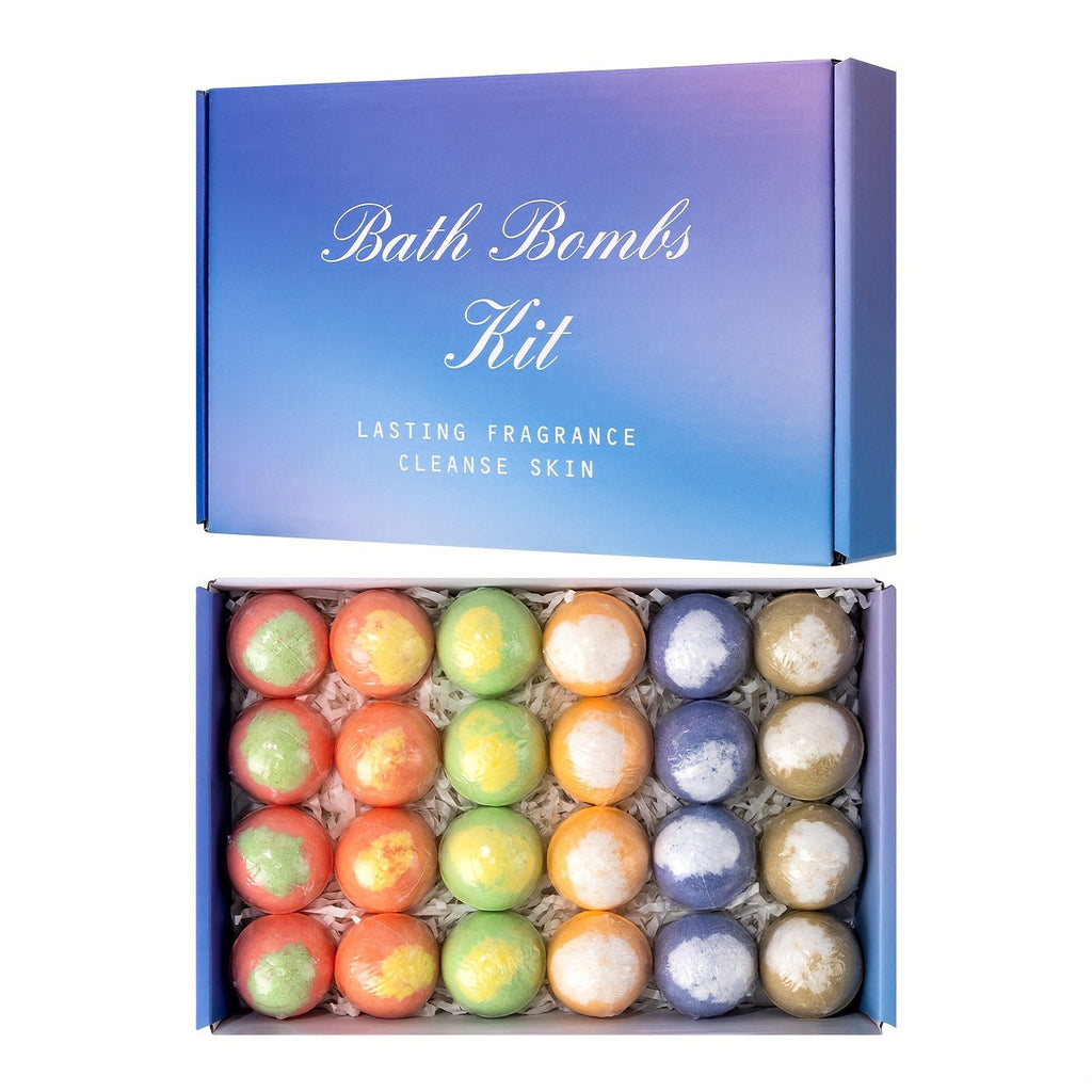 Bath Bombs, 24-Piece Essential Oil Gift Set with 20g Round Fizzers, Assorted Colors and Fragrance Styles — image 15