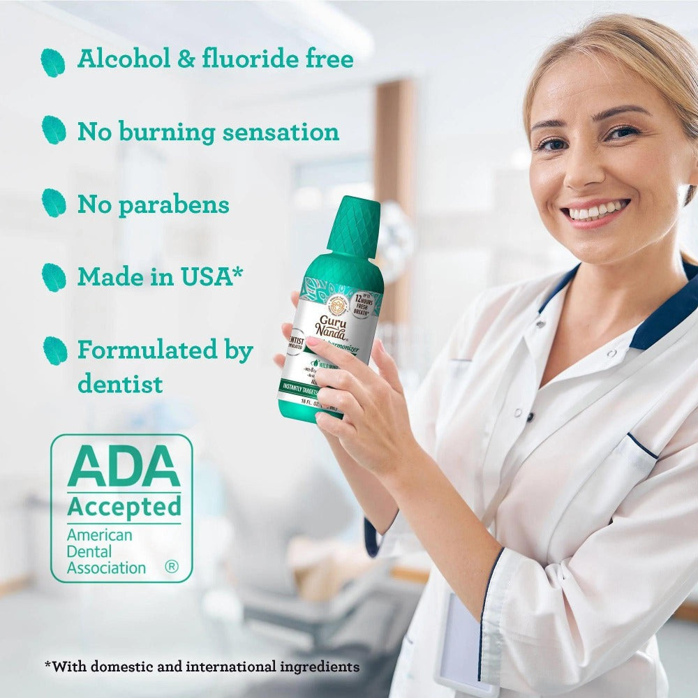 GuruNanda Alcohol Free Mouthwash 2 Pack 16 oz Each Fluoride Free Oral Rinse with 8 Essential Oils Sodium — image 7