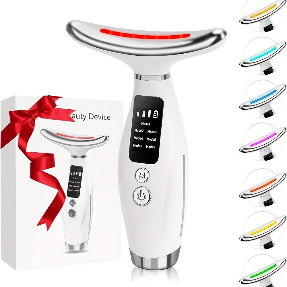 Facial Lifting Device 7-in-1 EMS Microcurrent Neck Face Massager LED Photon Therapy Rechargeable Beauty Tool for Women — imag