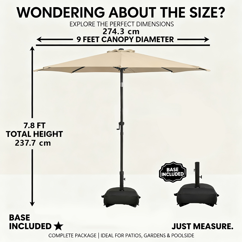 Patio Umbrella 9FT Market Table Style with Dual Vents, Tilt, Crank and Eight Color Options — image 12