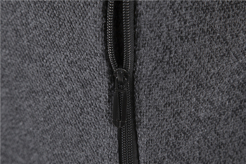Men's Solid Color Casual Hooded Sweater Zipper Cardigan