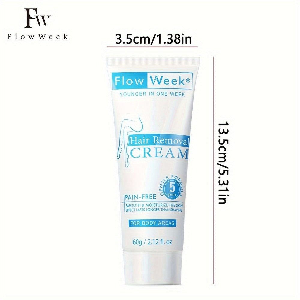 Hair Removal Cream Flow Week 60g Tube with One Three or Five Pack Options for External Body Grooming — image 6