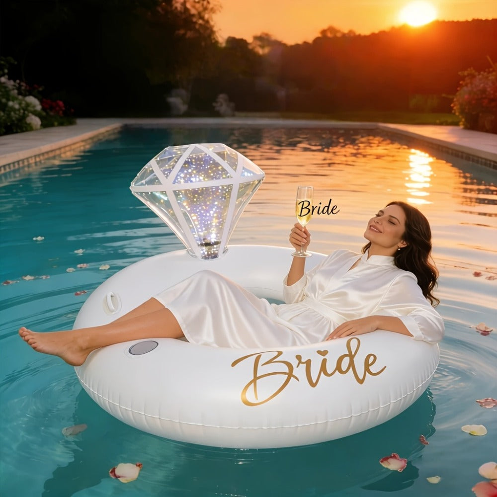 Giant Engagement Ring Pool Float, 49 x 31-Inch Inflatable in Gold, White or Pink for Bridal Pool Parties — image 12