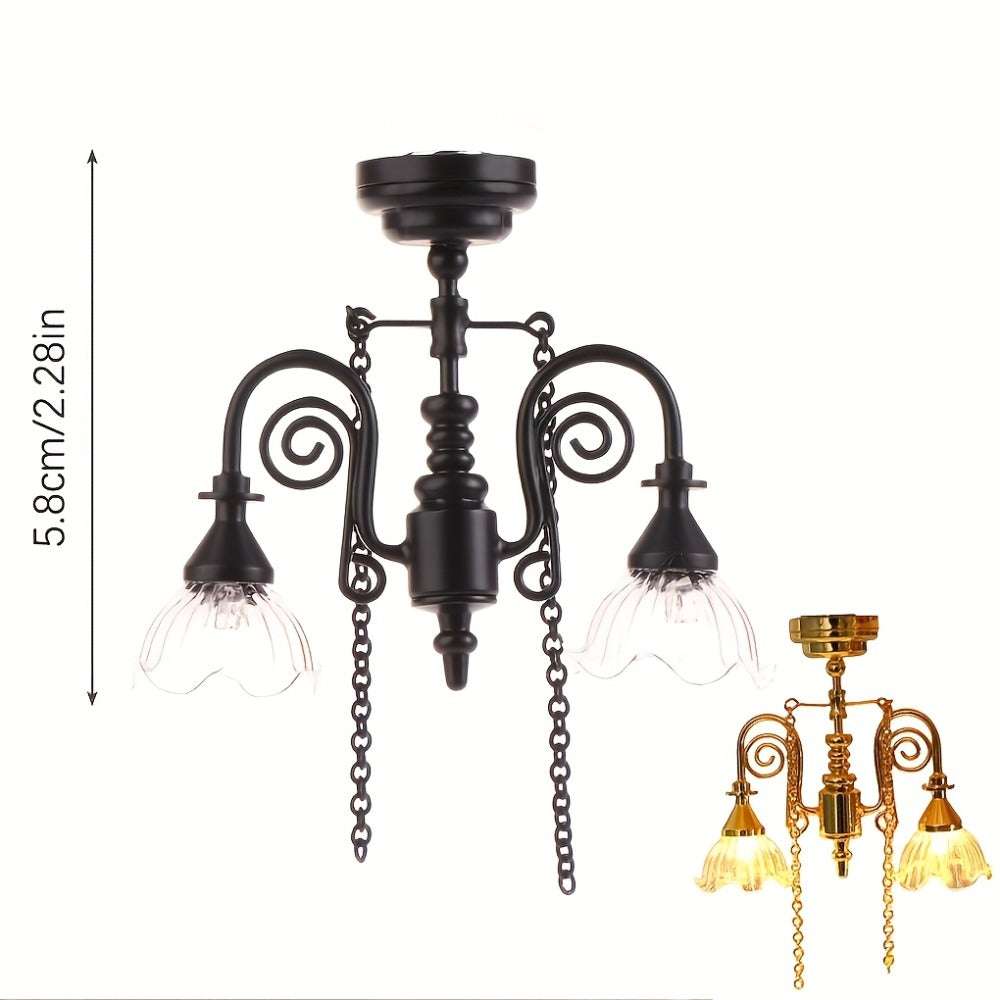 Miniature LED Chandelier Ceiling Lamp Dollhouse Working Light 1:12 Scale with the Listed Color, Size or Set Options for Every