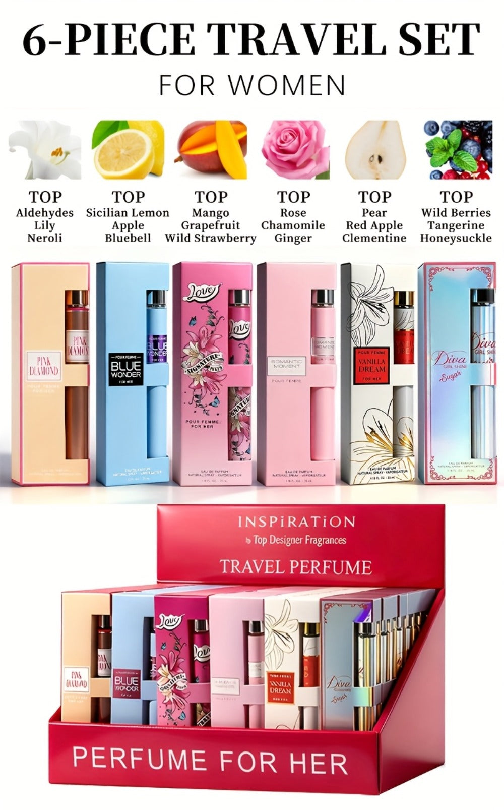 Women's Perfume Gift Set with Six Eau de Parfum Travel Sprays, 1.18 oz Each in Two Assortments — image 11