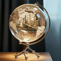 LED Lighted Globe for Kids & Adults 7.87 Inch Clear Acrylic Earth Globe Warm White Light Metal Stand Detailed World Map | Des