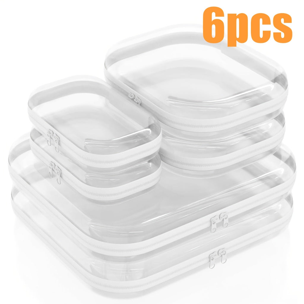 Six-Piece Clear Hard-Shell Organizer Set with Two Small, Two Medium and Two Large Zippered Cases — image 10