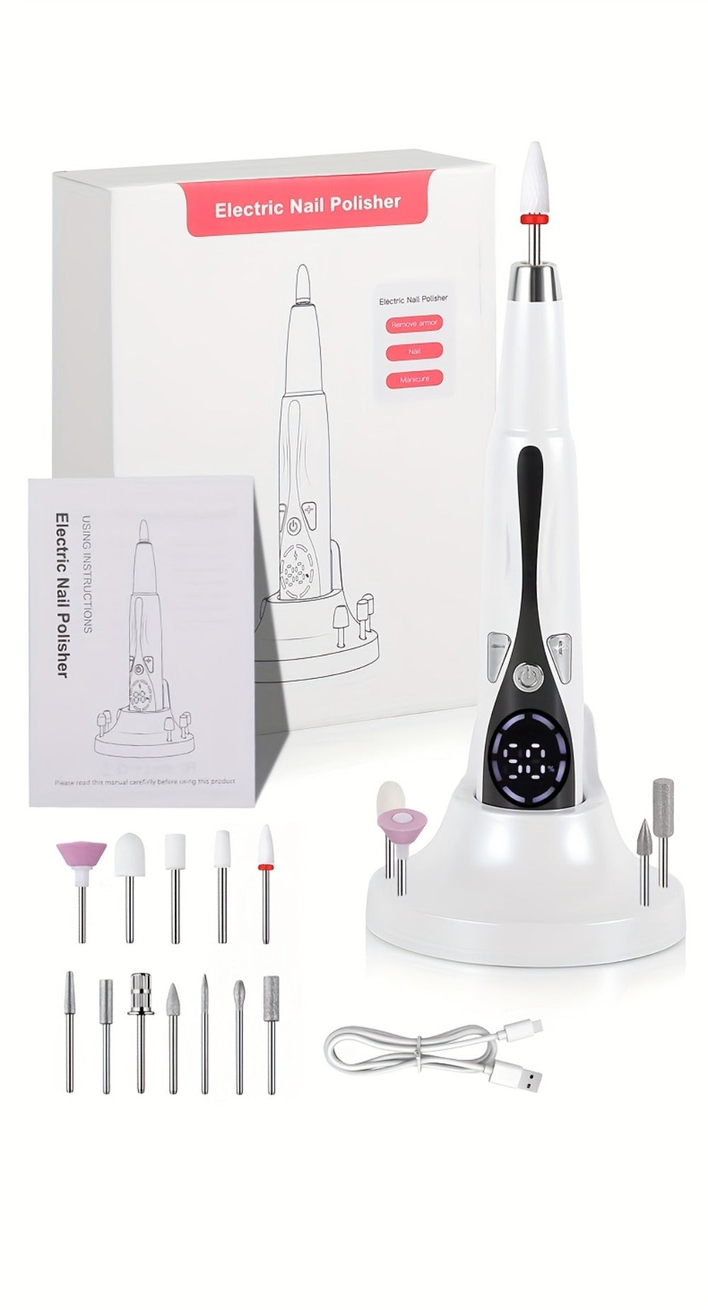 Electric Nail Drill Kit 12 Bits & Stand, 20000RPM Professional Nail File for Gel Polish Removal, Acrylic — image 16