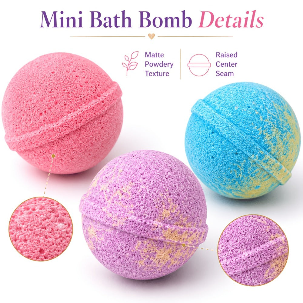 Bath Bombs, 91-Piece Mini Fizzer Set with 15g Round Pieces, Three Labeled Scents and Random Assorted Colors — image 5