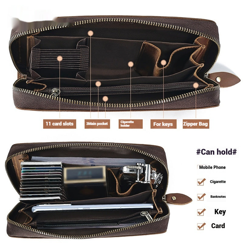 New Long Genuine Leather Wallet Men's