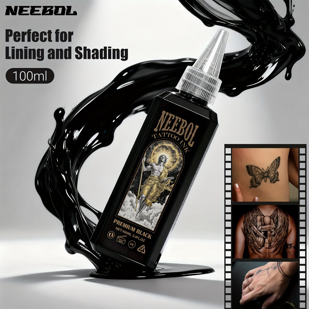 Tattoo Ink Neebol Black 3.38oz 100ml Single Bottle with Black Ink Configuration with Item-Specific Color, Capacity and Bottle