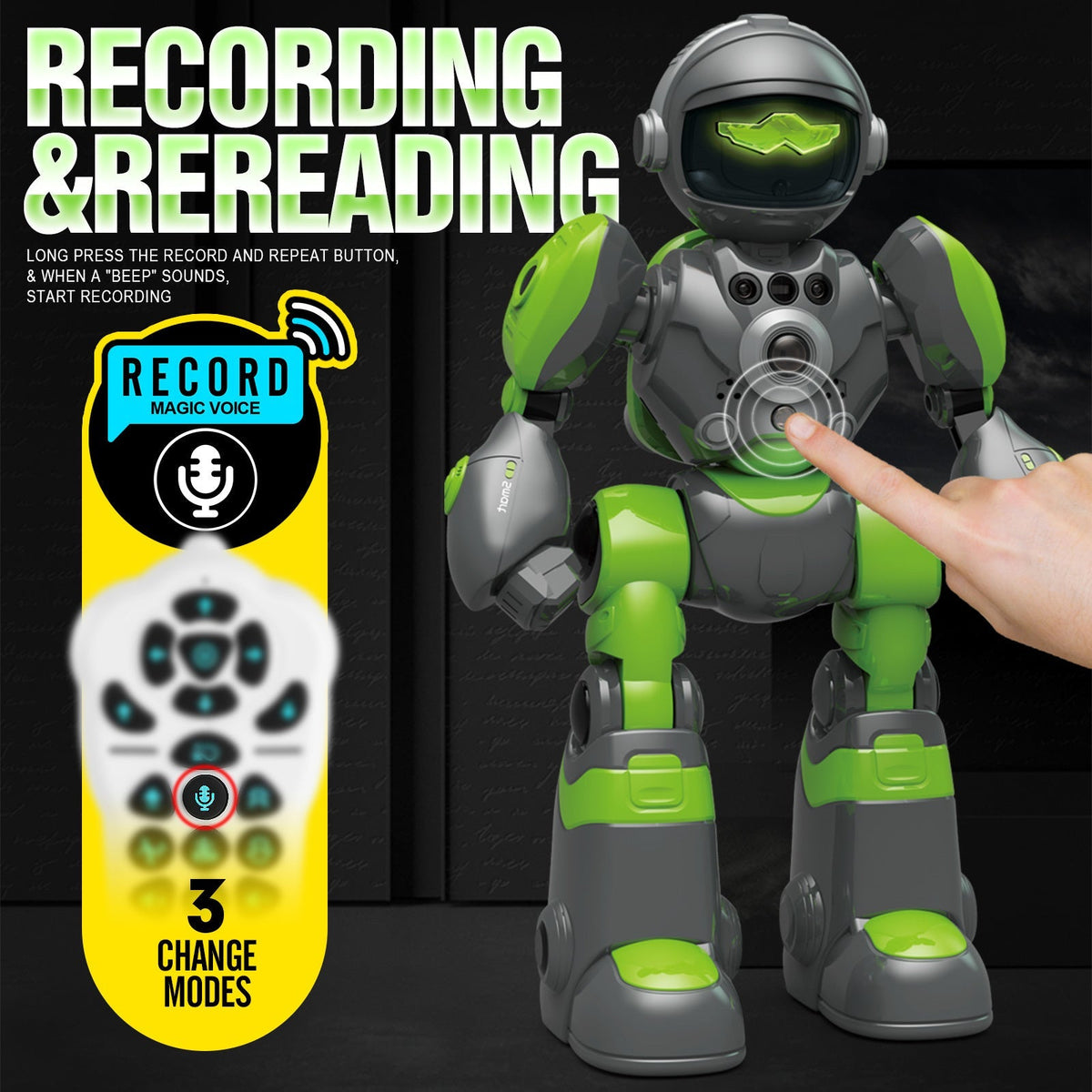 Gesture Control RC Robot Toy for Kids, Voice Recording, Programming, EMO LED Infrared Intelligent Interactive Robot — image 4