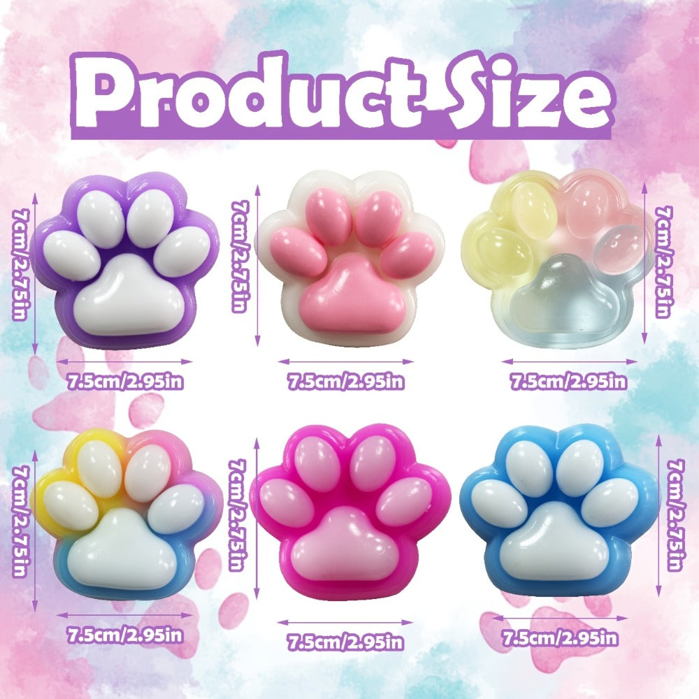 Six-Piece Cat Paw Squishy Toy Set, Approximately 2.95 Inches Each with Soft Sticky Handheld Texture — image 2