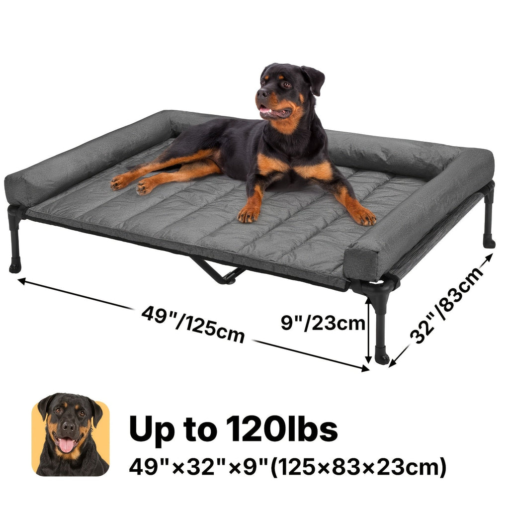 Elevated Dog Bed with Teslin Mesh Cot, Powder-Coated Steel Frame and Removable Bolster Top in Four Sizes — image 26