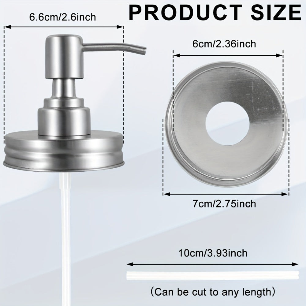 Mason Jar Soap Dispenser Pump Lids 4 Pack – 304 Stainless Steel Regular Mouth Mason Jar Pump Replacement, Leakproof Gasket — 