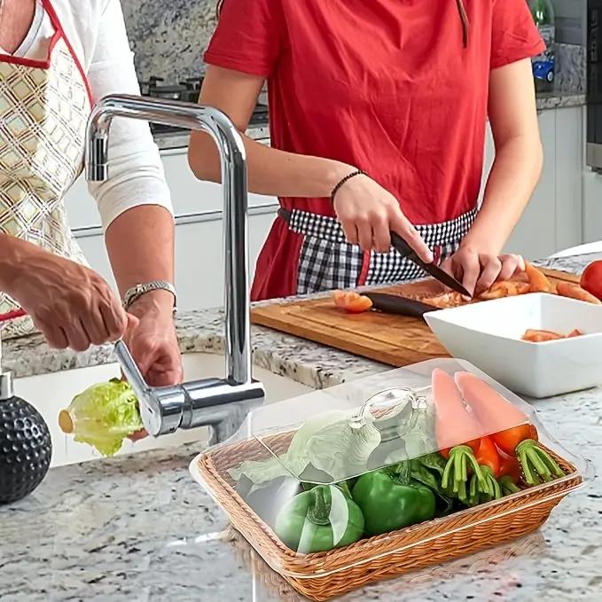 Woven Bread Basket in Square or Round Shape for Serving Bread, Fruit, Desserts and Snacks at Home or on the Dining Table — im