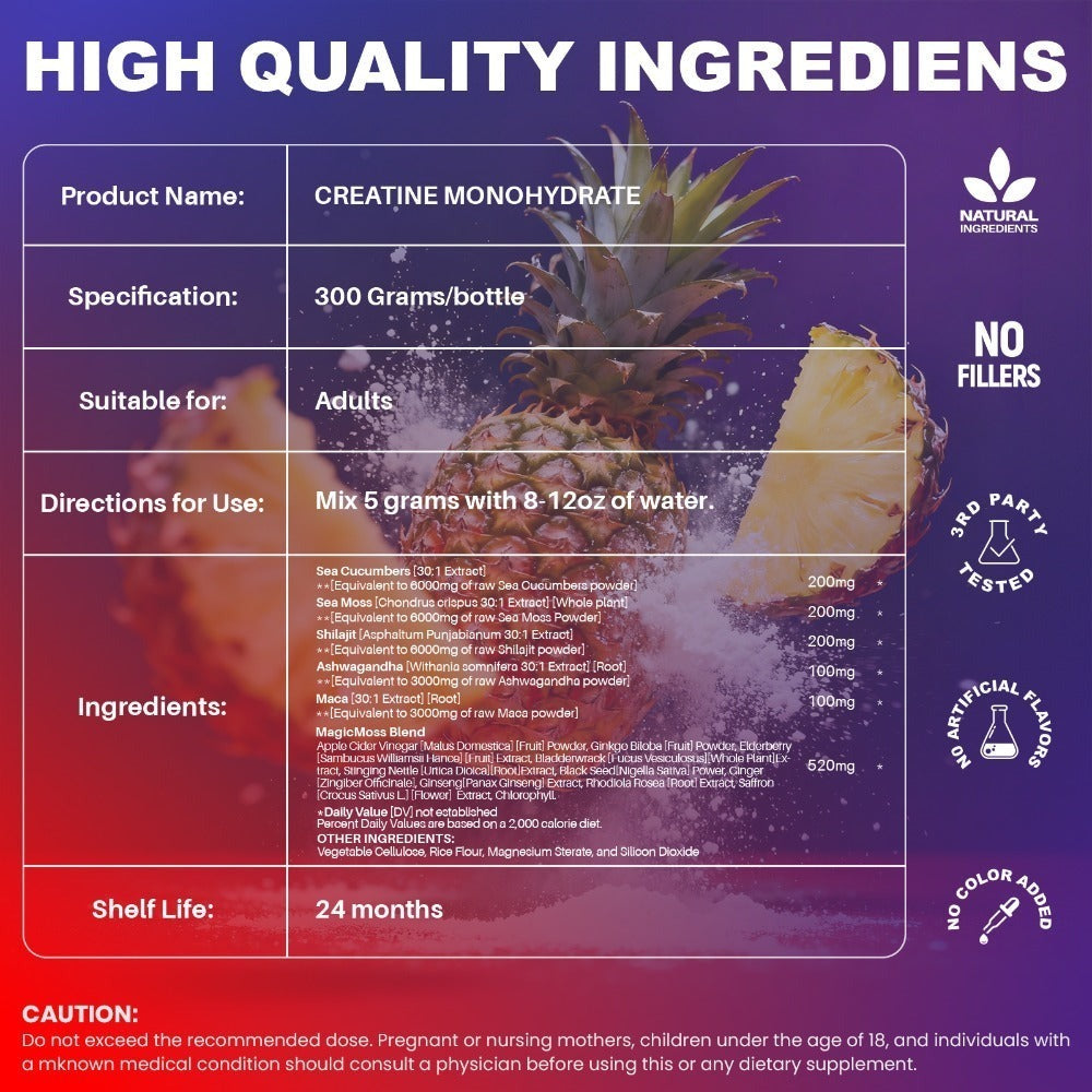 Micronized Creatine Monohydrate 5000mg Powder 300g 60 Servings, No Artificial Sweeteners or Flavors — image 2