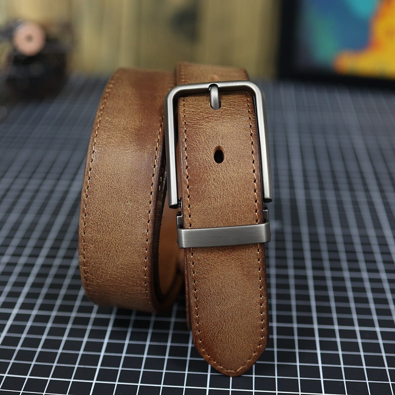 Men's Vintage Genuine Leather Belt With Pin Buckle
