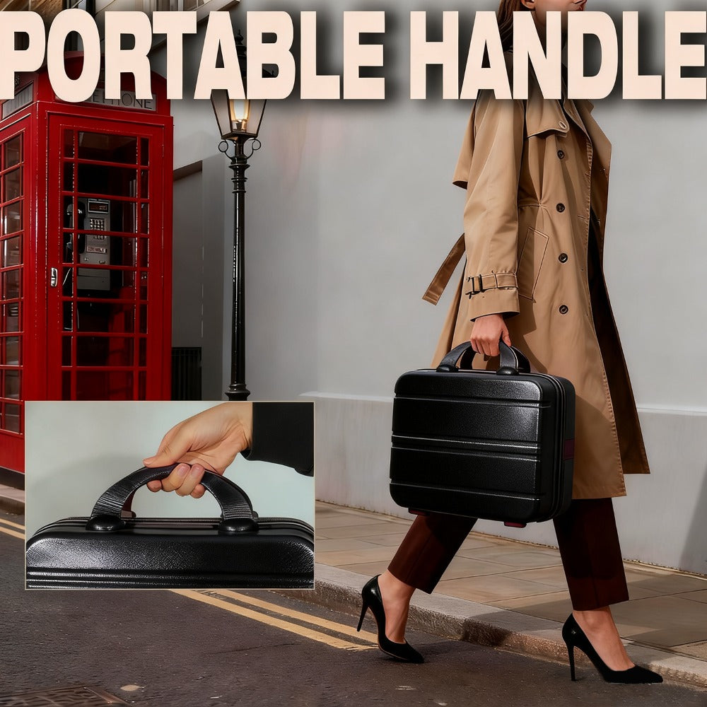 Hard Shell Makeup Travel Case Waterproof Pressure-Proof Portable Cosmetic Suitcase with Elastic Band Luggage Attachment Carry