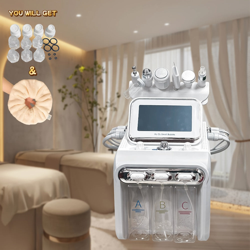 Hydrogen Oxygen Microbubble Facial Machine 6-in-1 / 7-in-1, Dual Pump Deep Cleansing Skin Rejuvenation Beauty Device for Home