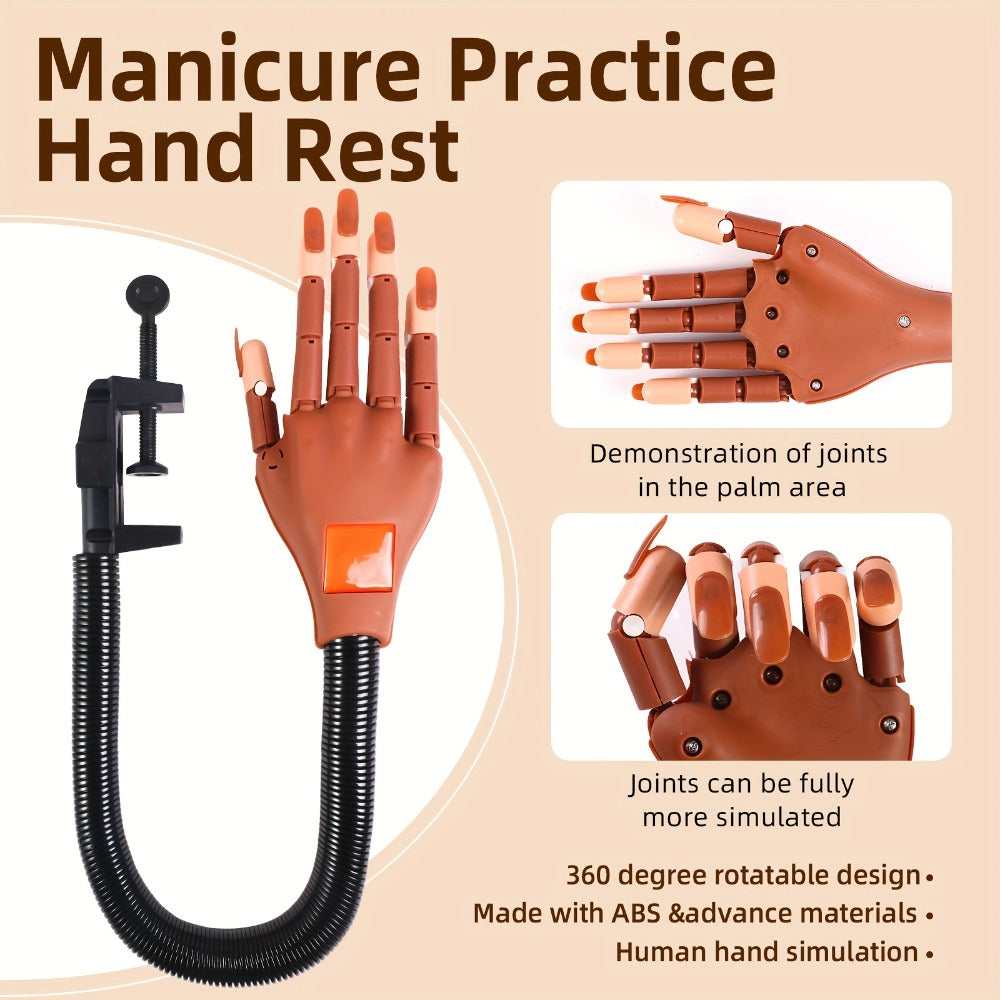 Nail Practice Hand Flexible Fake Hand Model Training Kit for Acrylic Nail Art, Nail Glove Set with Pink Hand — image 2