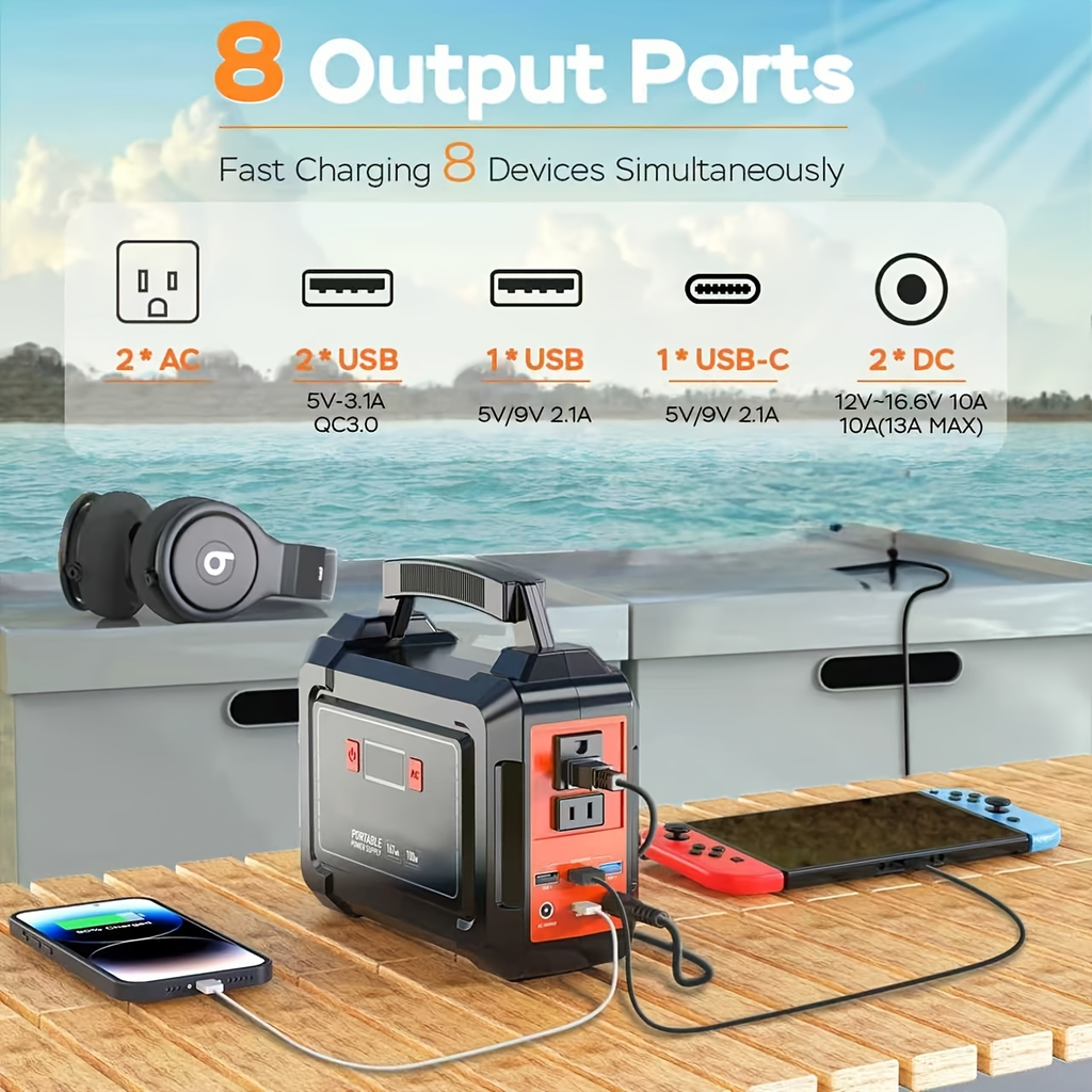 Portable Power Station 296Wh 300W with Eight Outputs, Dual AC Outlets, USB-C and Optional Solar Panel — image 9
