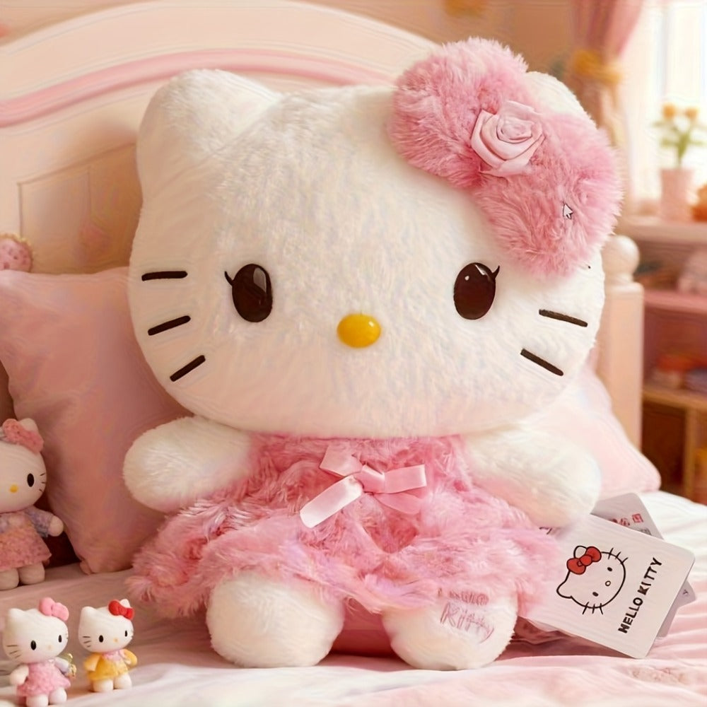 Plush Toy Bow-Wearing Cat Doll in 10-Inch Pink Rose Dress with Soft Fabric and One-Piece Option — image 6